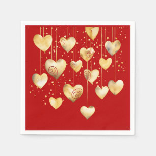 Serviette En Papier Coeurs or sur une chaîne