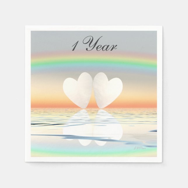 Serviette En Papier Coeurs papier du 1er anniversaire (Devant)