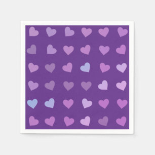 SERVIETTE EN PAPIER COEURS PASTEL PURPLE