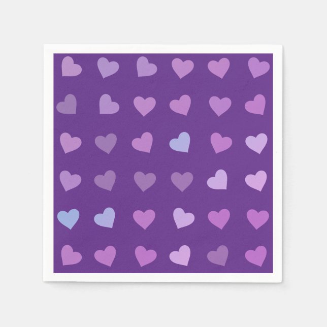 SERVIETTE EN PAPIER COEURS PASTEL PURPLE (Devant)