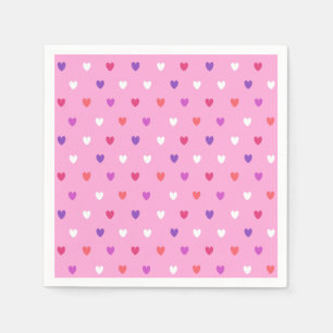 Serviette En Papier Coeurs polka rose