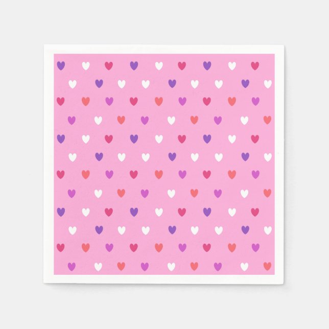 Serviette En Papier Coeurs polka rose (Devant)