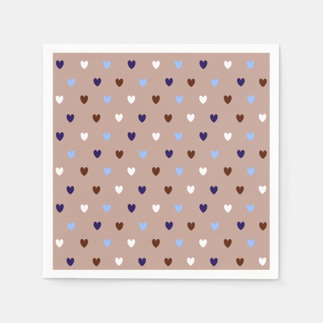 Serviette En Papier Coeurs Polka sur brun pâle (Devant)