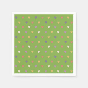Serviette En Papier Coeurs Polka sur vert vert