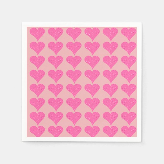 Serviette En Papier Coeurs Pots Roses (Devant)