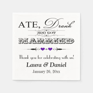 Serviette En Papier Coeurs pourpres, Scrolls Mariages serviettes