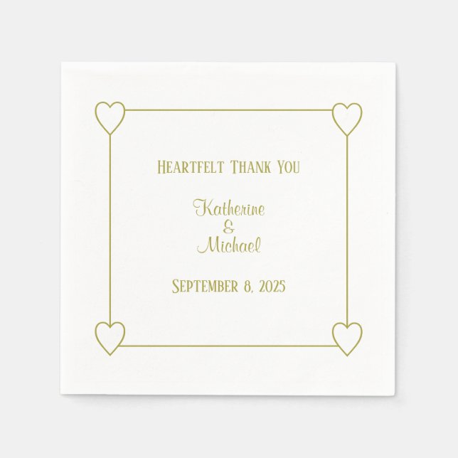 Serviette En Papier Coeurs romantiques Moderne Blanc Simple Mariage (Devant)