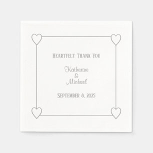 Serviette En Papier Coeurs romantiques Moderne Blanc Simple Mariage