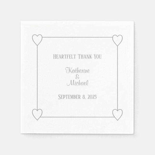 Serviette En Papier Coeurs romantiques Moderne Blanc Simple Mariage (Devant)