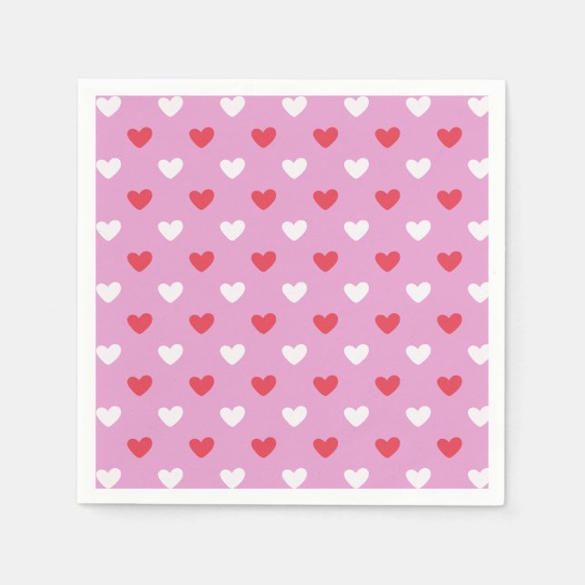 Serviette En Papier Coeurs rose et blanc (Devant)
