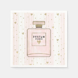 Serviette En Papier Coeurs rose et or Paris Parfum Chic Mode
