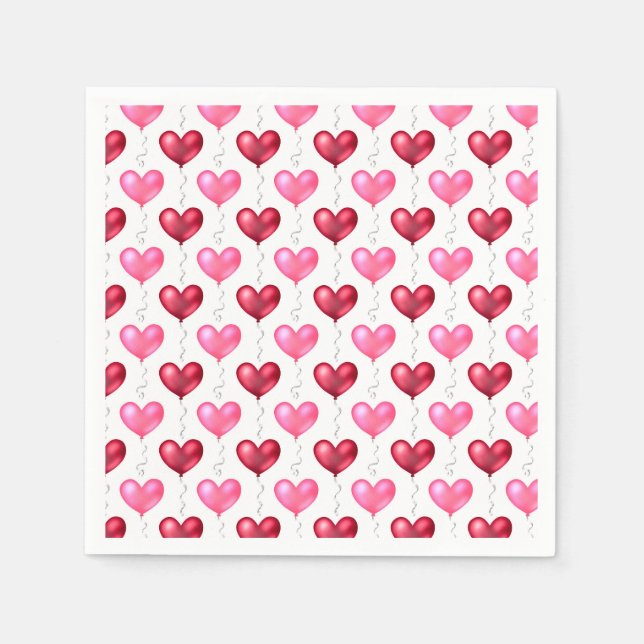 Serviette En Papier Coeurs rose et rouge Saint Valentin Amour (Devant)