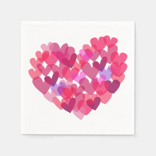 Serviette En Papier Coeurs roses