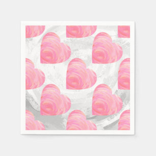 Serviette En Papier Coeurs roses