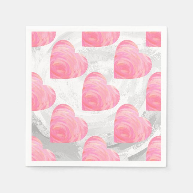 Serviette En Papier Coeurs roses (Devant)