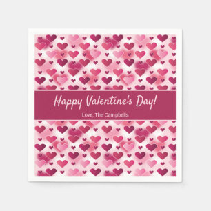 Serviette En Papier Coeurs roses avec texte personnalisé Saint-Valenti