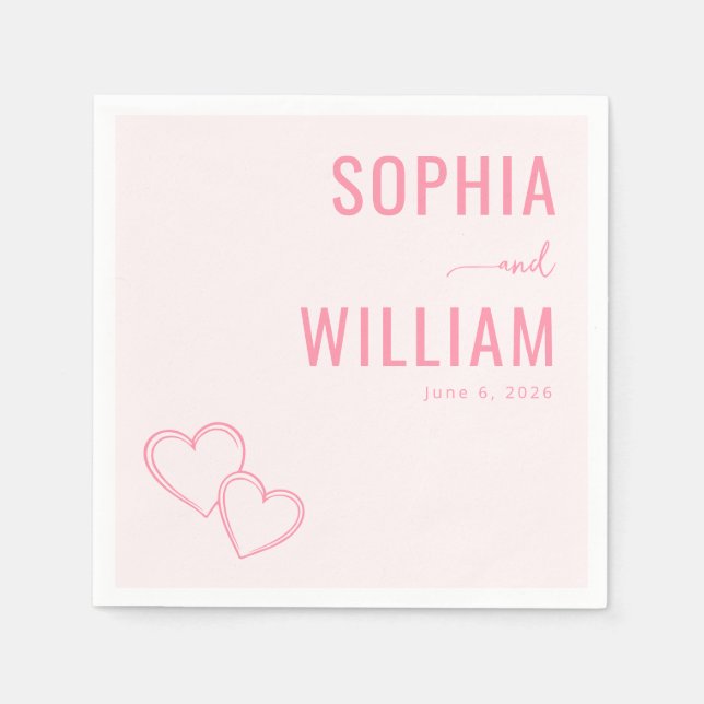 Serviette En Papier Cœurs roses romantiques (Devant)