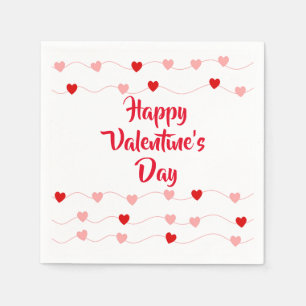 Serviette En Papier Coeurs rouge-rose heureux mignons de ficelle de
