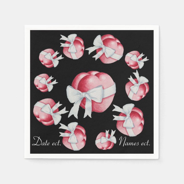 Serviette En Papier coeurs rouges attachés avec des arcs blancs pour l (Devant)