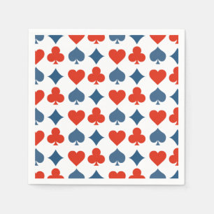 Serviette En Papier Cœurs Rouges Bleus Diamants Trèfles Piques Motif d