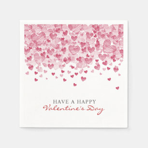 Serviette En Papier Coeurs rouges éparpillés Saint Valentin