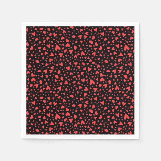 Serviette En Papier Coeurs rouges et baisers (Devant)