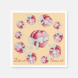 Serviette En Papier Coeurs rouges romantiques attachés avec un ruban b