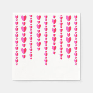 Serviette En Papier Cœurs Rouges & Roses Mignons pour la Saint-Valenti