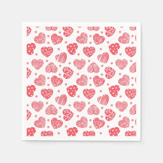 Serviette En Papier Cœurs rouges Saint-Valentin Amour (Devant)