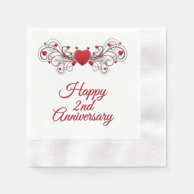 Serviette En Papier Coeurs rouges Tout Anniversaire (Devant)