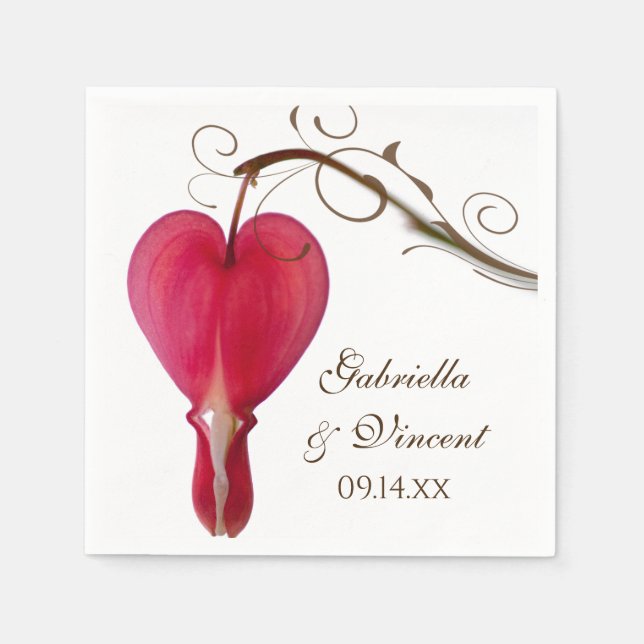 Serviette En Papier Coeurs saignants rouges Mariage floral (Devant)