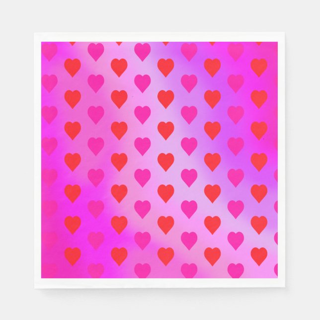 Serviette En Papier Coeurs sur un Arrière - plan rose (Devant)