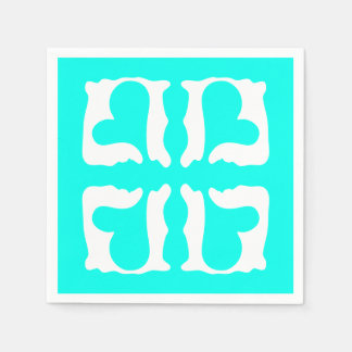 Serviette En Papier Coeurs turquoise et blanc atomique