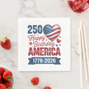 Serviette En Papier Cœurs USA 1776 2026 4 juillet