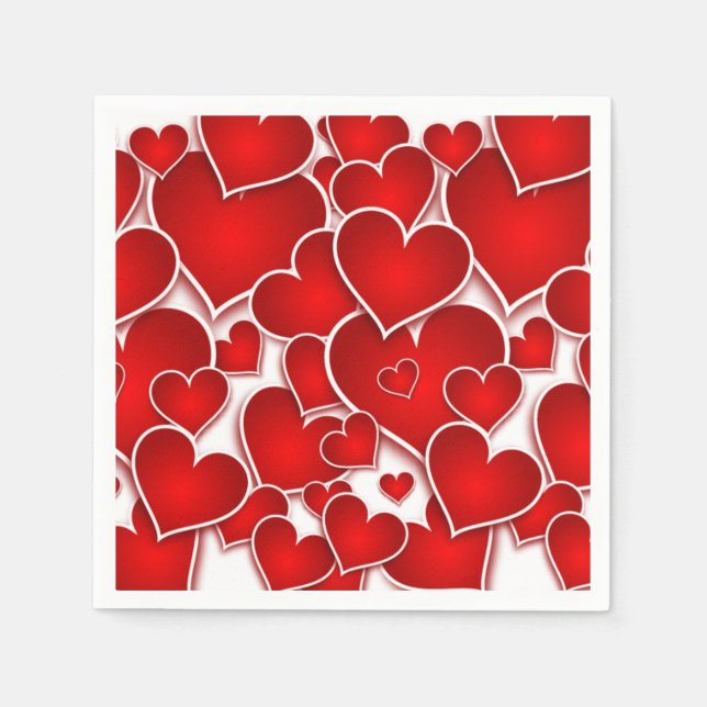 Serviette En Papier Coeurs Valentines (Devant)