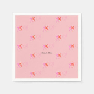 Serviette En Papier Cœurs XOXO colorés Saint-Valentin