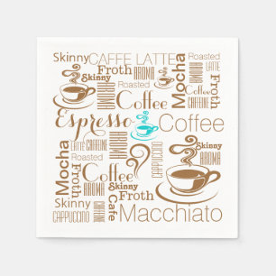 Serviette En Papier Coffee collage bleu brun