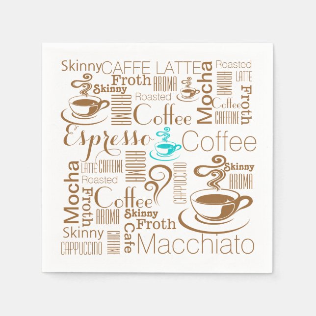 Serviette En Papier Coffee collage bleu brun (Devant)