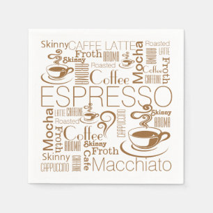 Serviette En Papier Coffee collage motif brun blanc