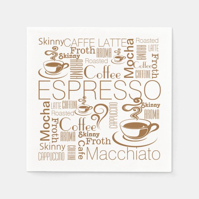 Serviette En Papier Coffee collage motif brun blanc (Devant)