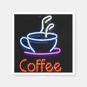 Serviette En Papier Coffee Cup Neon Sign Party Napkins