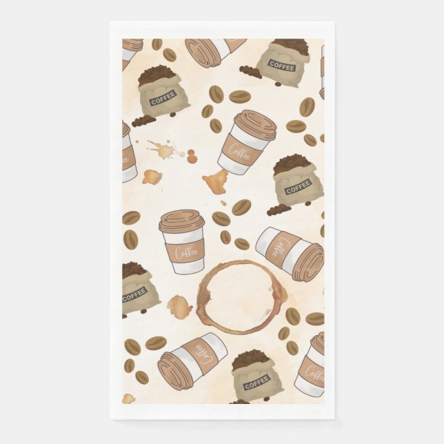 Serviette En Papier Coffee Lover's Dream - Aquarelle Brown pour (Devant)