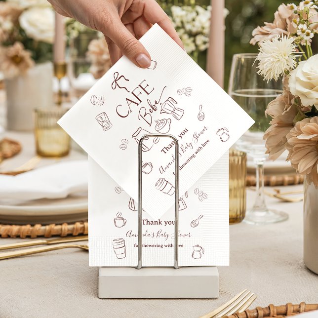 Serviette En Papier Coffee Theme Beige Cafe Bebe Brewing Baby Shower (Créateur téléchargé)