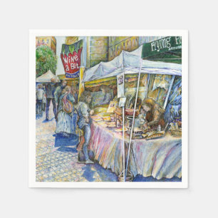 Serviette En Papier Coin de Flying Pig Farm et Wine a Bit.