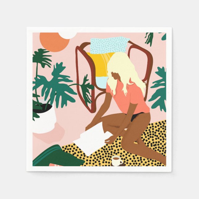 Serviette En Papier Coin de lecture chic (Devant)