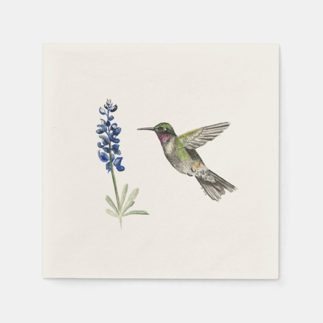 Serviette En Papier Colibri et Bluebonnet (Devant)