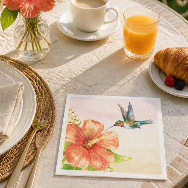 Serviette En Papier Colibri et fleur d'Hibiscus  (Créateur téléchargé)