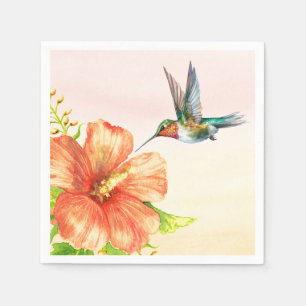 Serviette En Papier Colibri et fleur d'Hibiscus