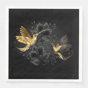 Serviette En Papier Colibri noir et or