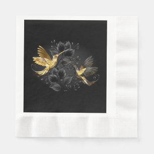 Serviette En Papier Colibri noir et or